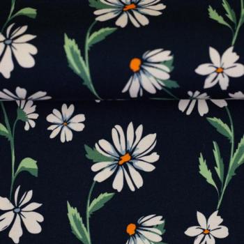Viskosejersey Margeritenblüten